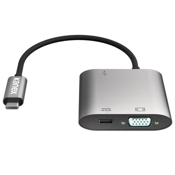 Kanex USB-C VGA adaptér s Power Delivery - adaptér z USB-C na USB 1,5 A, USB-C Power Delivery 60 W + VGA Full HD (eloxovaný hliník)