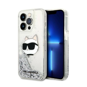 Karl Lagerfeld Liquid Glitter NFT Choupette Head - iPhone 14 Pro Max tok (ezüst)