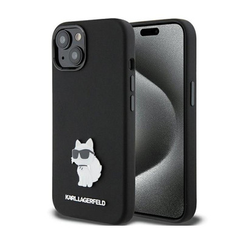 Karl Lagerfeld Silicone Choupette Metal Pin - iPhone 15 Case (black)