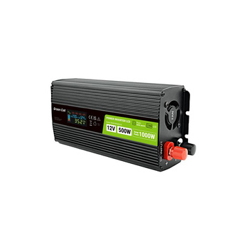 Green Cell - Měnič napětí PowerInverter s LCD displejem 12V na 230V 500W/1000W Čistá sinusovka