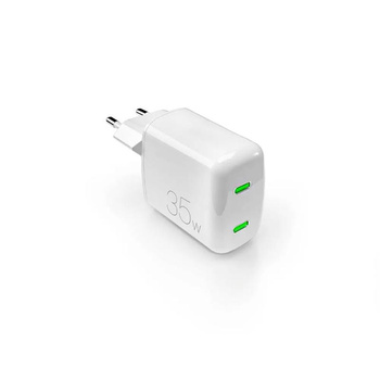 PURO MiniPro Wall Charger GaN - Ladegerät 2 x USB-C 35W PD (weiß)