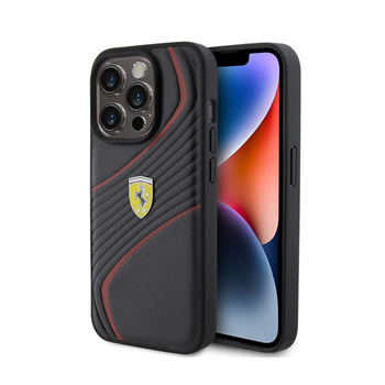 Kovové logo Ferrari Twist - pouzdro pro iPhone 15 Pro (černé)