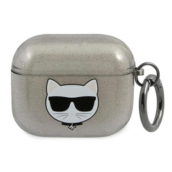 Karl Lagerfeld Choupette Head Glitter - AirPods 3 Case (black)