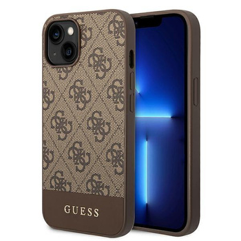 Guess 4G Bottom Stripe Metal Logo Collection - iPhone 14 Plus Case (brown)