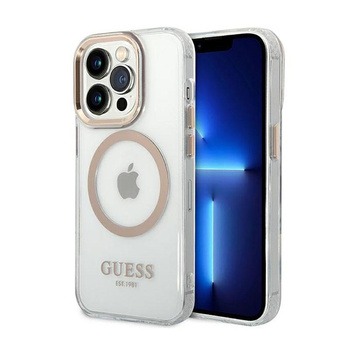 Guess Metal Outline Magsafe - Etui iPhone 14 Pro (przezroczysty / złoty)