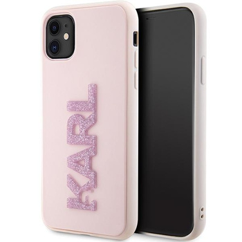 Karl Lagerfeld 3D Rubber Glitter Logo - Etui iPhone 11 (Różowy)