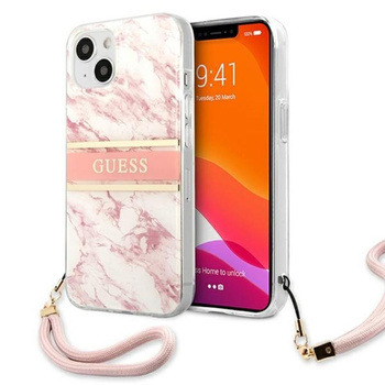 Guess Marble Strap - Etui iPhone 13 Mini (różowy)