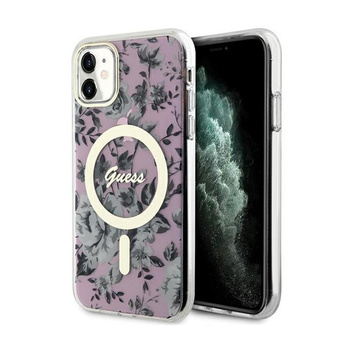 Guess Flower MagSafe - iPhone 11 Tasche (Rosa)