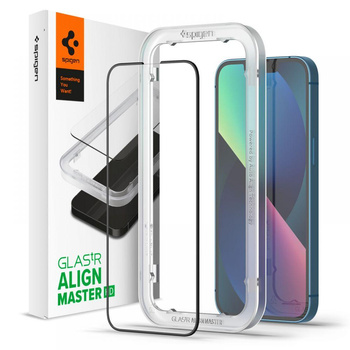 Spigen Alm Glass FC - gehärtetes Glas für iPhone 13 / iPhone 13 Pro (schwarzer Rahmen)