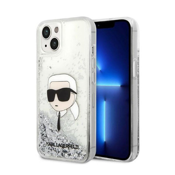 Karl Lagerfeld Liquid Glitter NFT Karl's Head - Etui iPhone 14 (srebrny)