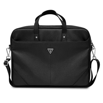 Brašna na počítač Guess Saffiano Triangle Logo - 16" brašna na notebook (černá)