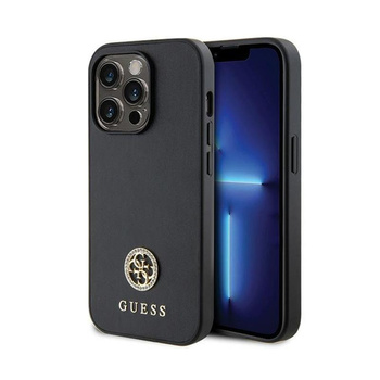 Guess 4G Strass Metal Logo - pouzdro pro iPhone 15 Pro Max (černé)