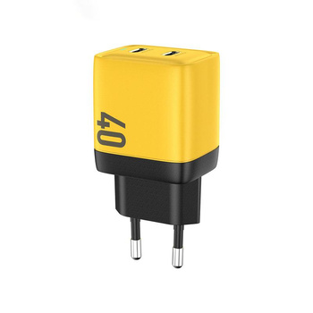 WEKOME WP-U128 - 2x USB-C Super Fast Charger GaN 40W chargeur secteur (Jaune)