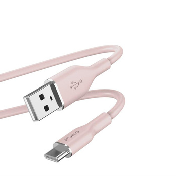 PURO ICON Soft Cable - kabel USB-A na USB-C 1,5 m (prašně růžová)