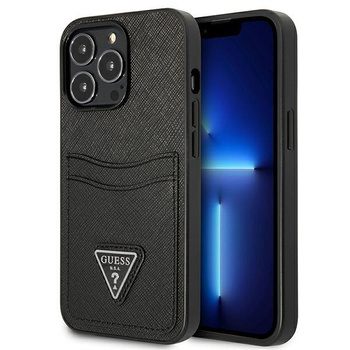 Guess Saffiano Double Card Triangle - iPhone 13 Pro Case (black)