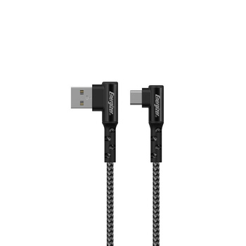 Energizer Ultimate - USB-A és USB-C 90°-os játékkábel 2m (fekete)