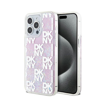 DKNY Liquid Glitter Multilogo - Etui iPhone 15 Pro Max (różowy)