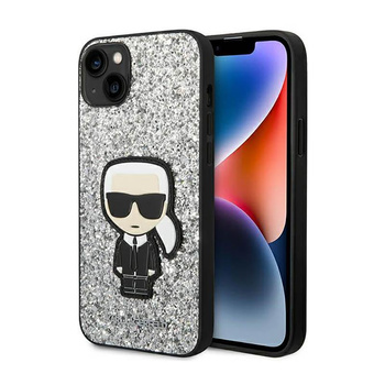 Karl Lagerfeld Glitter Flakes Ikonik - Coque pour iPhone 14 Plus (argent)