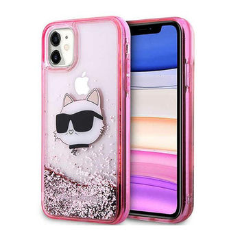 Karl Lagerfeld Liquid Glitter NFT Choupette Head - Coque iPhone 11 (rose)