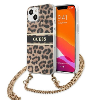 Guess Leopard Gold Stripe Crossbody - iPhone 13 Mini Case