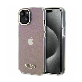 Guess IML Faceted Mirror Disco Iridescent - Etui iPhone 15 (różowy)