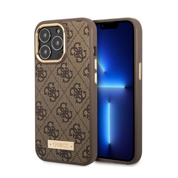 Guess 4G Logo Plate MagSafe - Etui iPhone 13 Pro (brązowy)