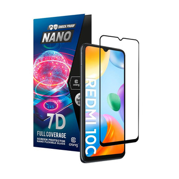 Crong 7D Nano Flexible Glass - nerozbitné hybridní sklo s tvrdostí 9H pro celý displej telefonu Xiaomi Redmi 10C