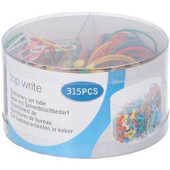 Topwrite - Set d'accessoires de bureau : trombones, épingles, gommes dans une boîte pratique 315 pcs.