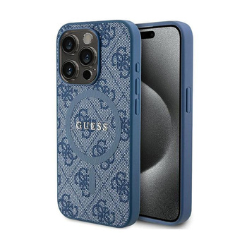 Guess 4G Collection Leather Metal Logo MagSafe - iPhone 14 Pro Case (blue)