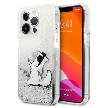 Karl Lagerfeld Liquid Glitter Choupette Fun - Coque iPhone 13 Pro Max (argent)