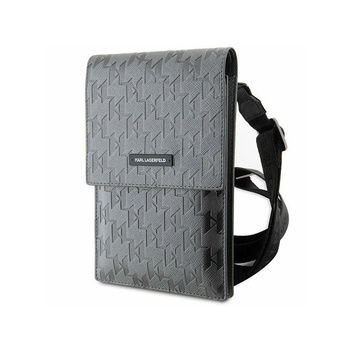 Karl Lagerfeld Saffiano Mongram Plaque - Smartphone and Accessory Bag (silver)