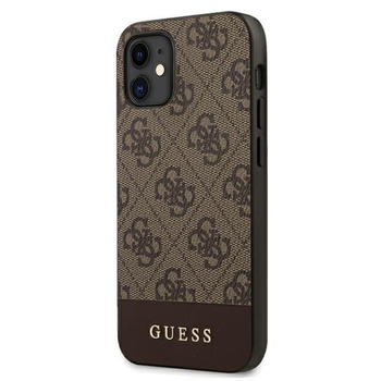 Guess 4G Bottom Stripe Collection - Etui iPhone 12 mini (brązowy)