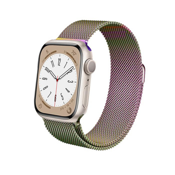 Crong Milano Steel - Řemínek z nerezové oceli pro Apple Watch 38/40/41/42 mm (duhový)