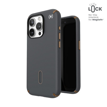 Speck Presidio2 Pro ClickLock & MagSafe - iPhone 15 Pro Case (Charcoal Grey/Cool Bronze)