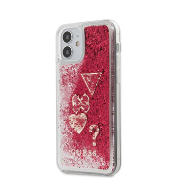 Guess Liquid Glitter Charms - iPhone 12 Mini Case (raspberry)