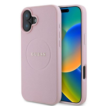 Guess Grained Ring MagSafe - Etui iPhone 16 Plus (różowy)