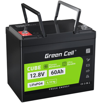 Green Cell - LiFePO4 12V 12.8V 60Ah Batterie für Photovoltaikanlagen, Wohnmobile und Boote