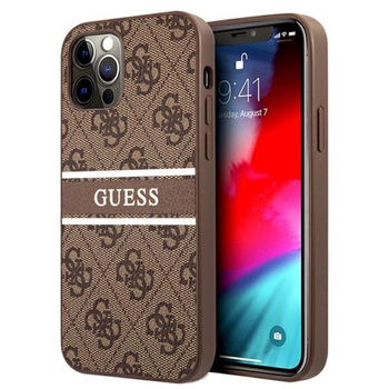 Guess 4G Printed Stripe Tasche iPhone 12 / iPhone 12 Pro (braun)