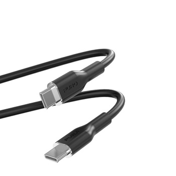 Měkký kabel PURO ICON - USB-C na USB-C 1,5 m (černý)