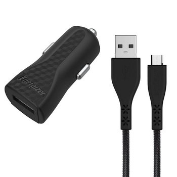 Energizer HardCase - USB-A 1A car charger + Micro USB cable (Black)