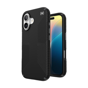 Speck Presidio2 Grip - iPhone 16 Tasche (Schwarz / Schiefergrau / Weiß)