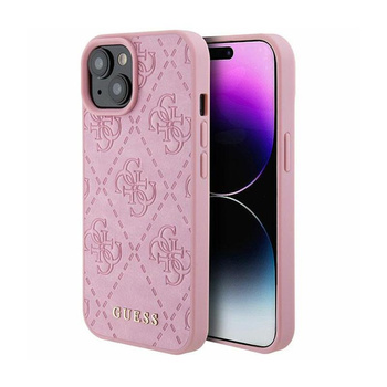 Guess Leather 4G Stamped - iPhone 15 Case (rose)