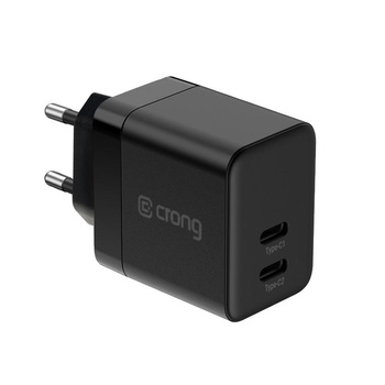 Crong Ultra Compact GaN - 35W PD 3.0 2x USB-C hálózati töltő (fekete)