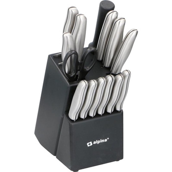 Alpina - Kitchen knife set with stand / block 15 items