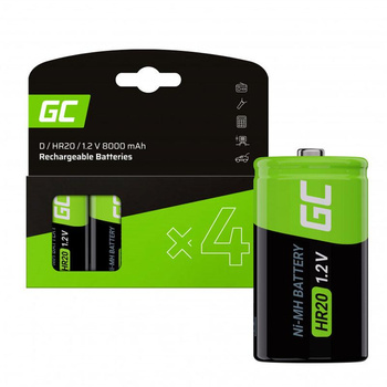 Green Cell - Piles rechargeables 4x D R20 HR20 Ni-MH 1.2V 8000 mAh