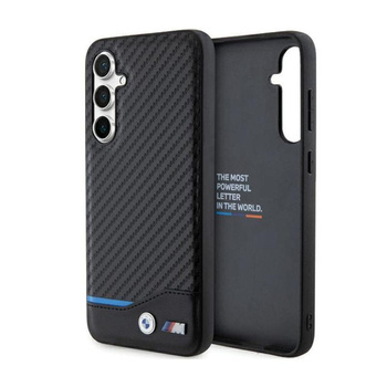 BMW Leather Carbon Blue Line - Samsung Galaxy S23 FE tok (fekete)