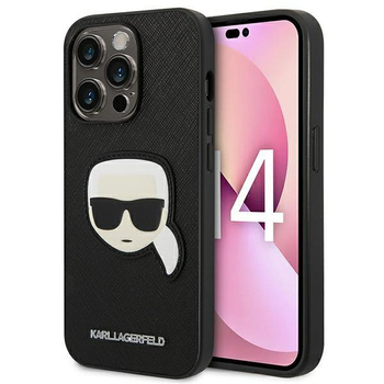 Karl Lagerfeld Saffiano Karl Head Patch Case - Coque iPhone 14 Pro Max (noir)