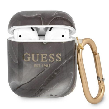 Guess Marble Est. - Pouzdro Airpods (černé)