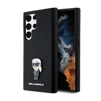 Karl Lagerfeld Silicone Ikonik Metal Pin - pouzdro pro Samsung Galaxy S24 Ultra (černé)