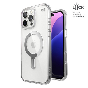 Speck Presidio Perfect-Clear ClickLock & MagSafe - Case iPhone 16 Pro Max (Klar / Chrom-Finish / Serene Silber)